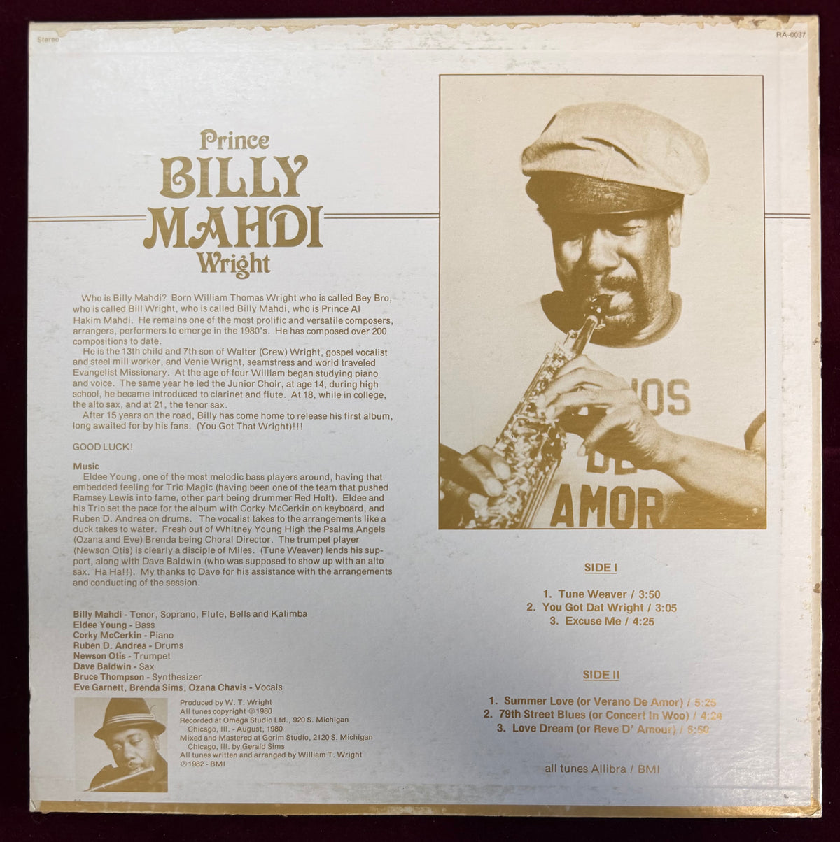 Prince Billy Mahdi Wright - You Got Dat Wright 1982 Private Press Soul Jazz / Rare Groove