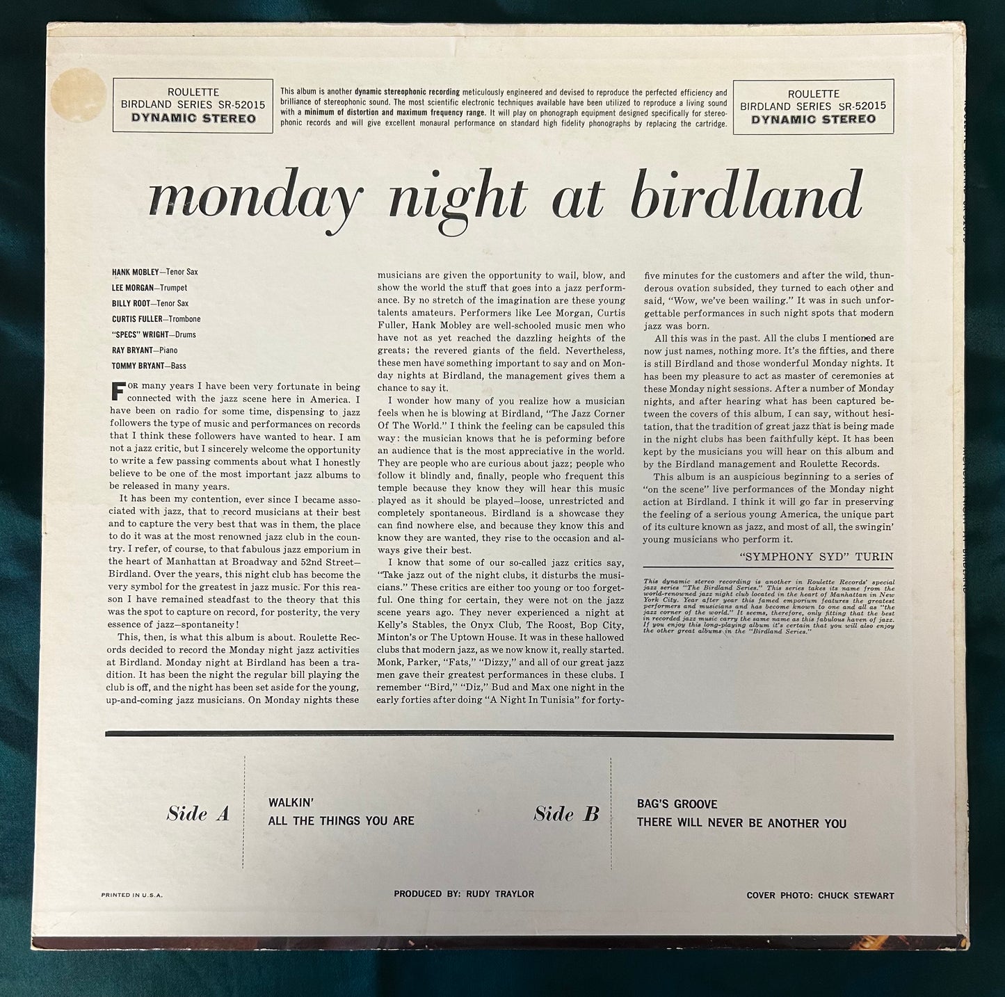 Monday Night At Birdland - 1st Stereo press 1959 Roulette Hard Bop