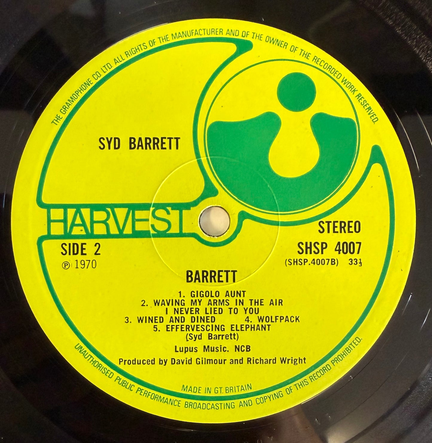Syd Barrett - Barrett 1st Press UK 1970 Harvest Textured