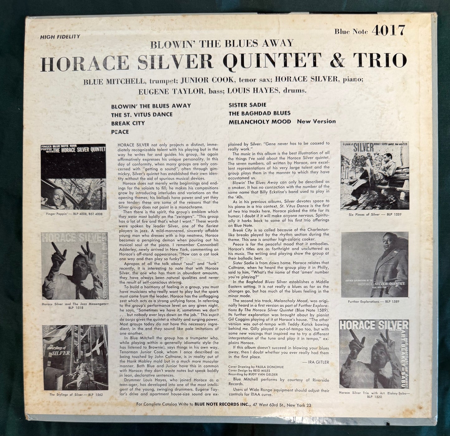Horace Silver - Blowin’ The Blues Away 1st Press 1959 47 W. 63rd Blue Note Mono