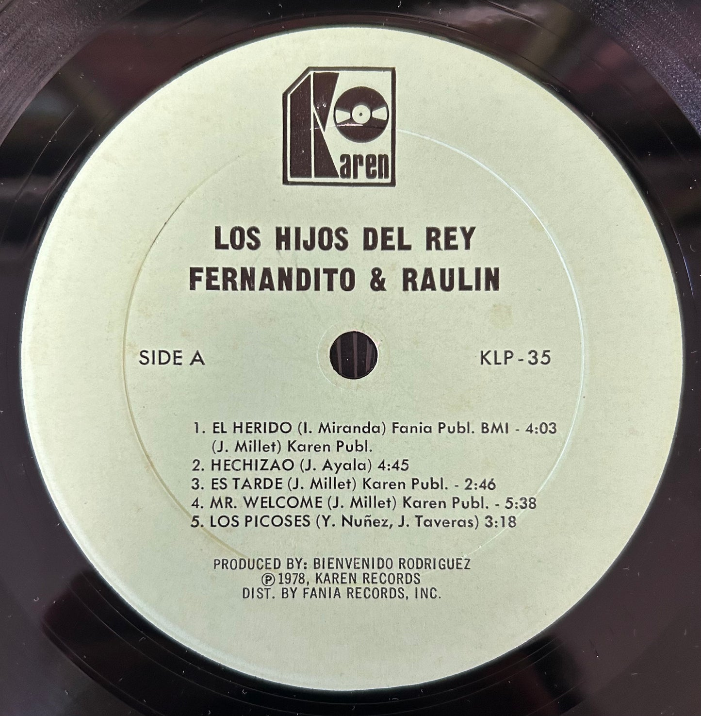 Fernandito & Raulin - Los Hijos Del Rey 1st Press 1978 Karen Records Salsa