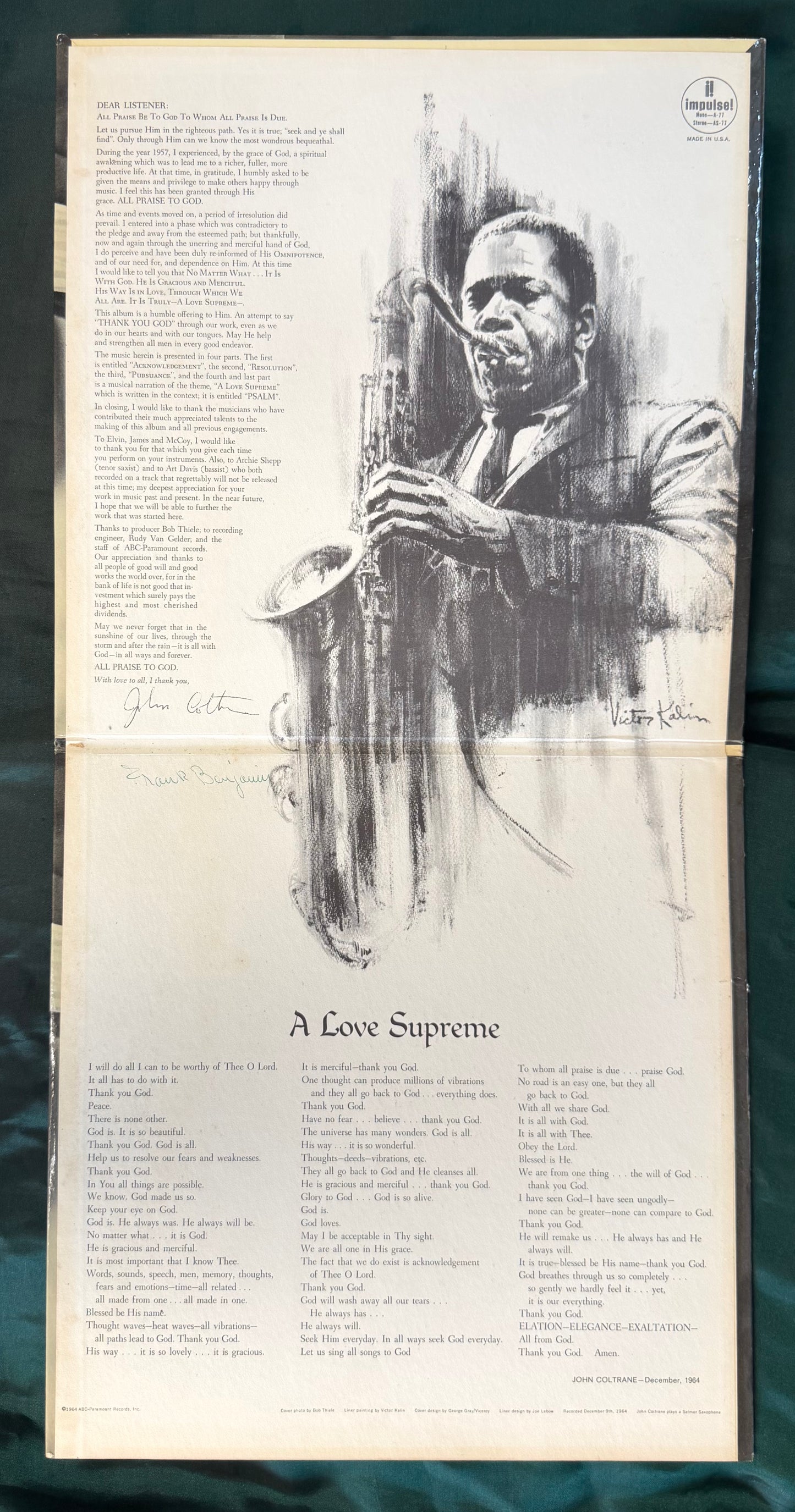John Coltrane - A Love Supreme True 1st Press 1965 Stereo Van Gelder