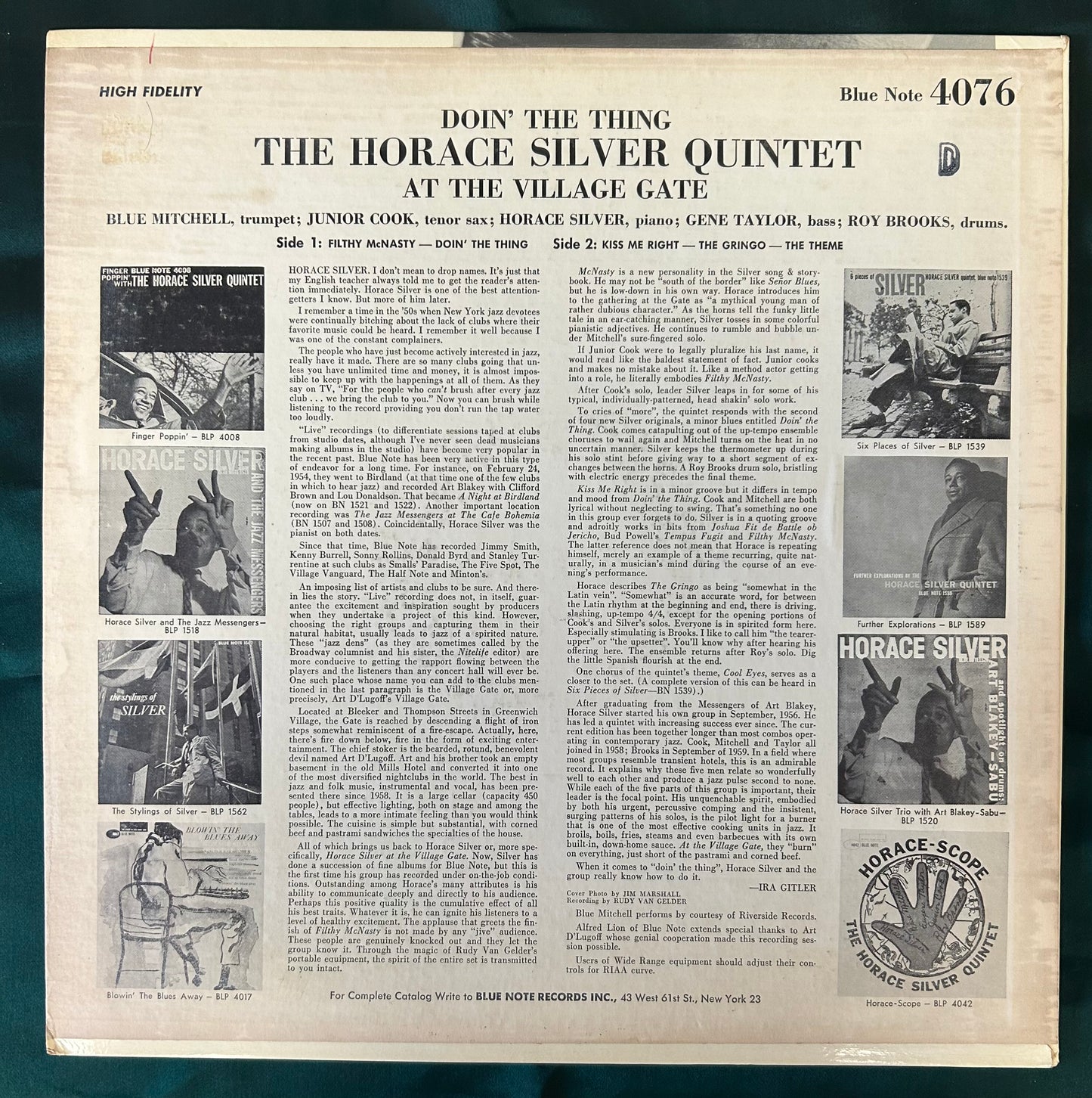 Horace Silver - Doin' The Thing 1st Mono Press 1961 Blue Note