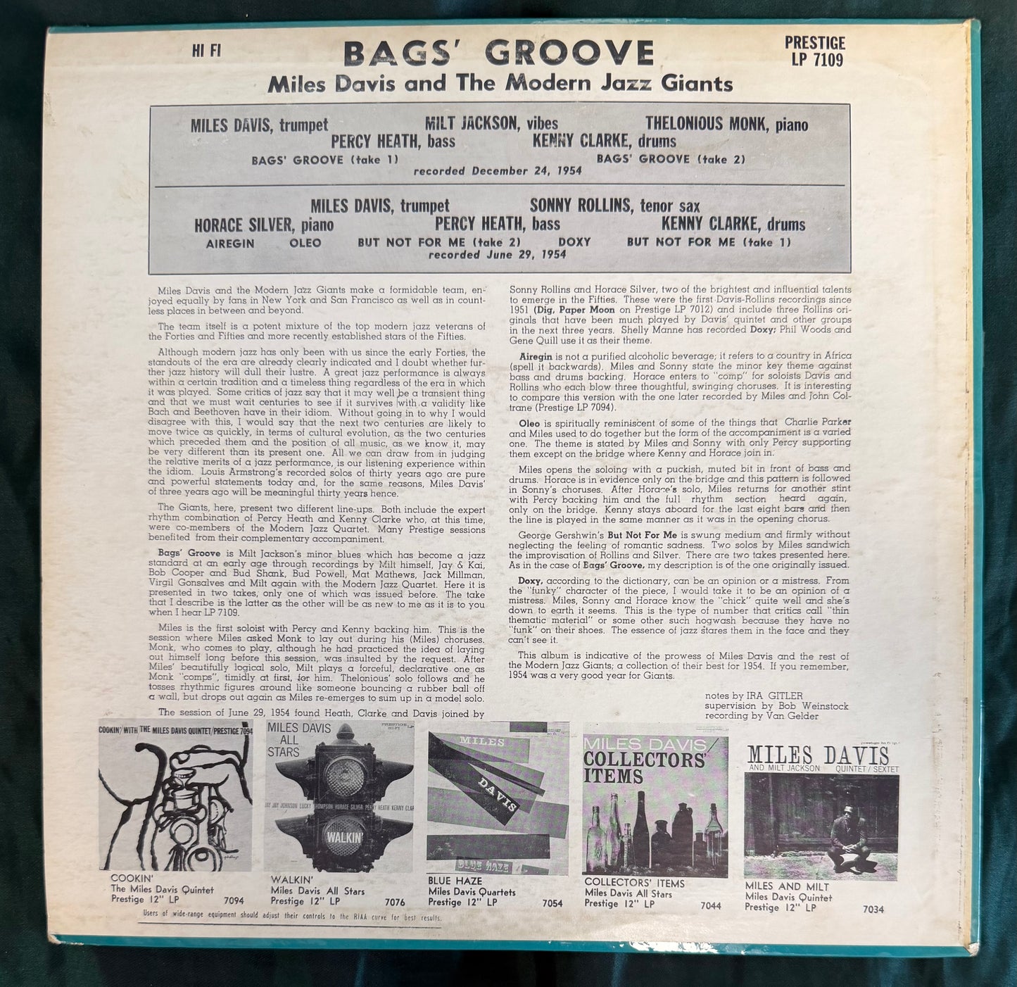 Miles Davis - Bag’s Groove 2nd Press 1958 Prestige Bergenfield Prestige