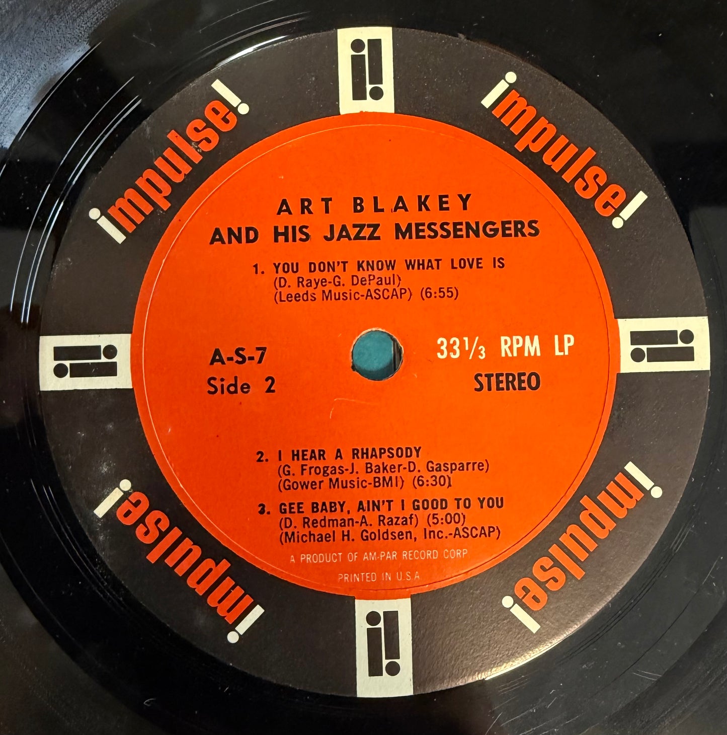Art Blakey - Art Blakey & The Jazz Messengers 1st Press 1961 Impulse Am-Par Stereo