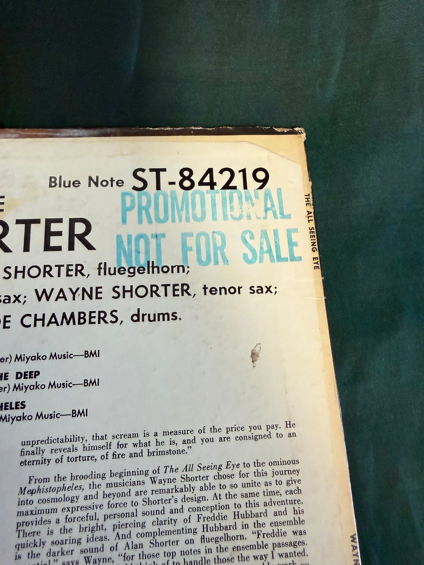 Wayne Shorter - The All Seeing Eye 1st Press 1966 Promo Stamp Stereo Blue Note NY Van Gelder