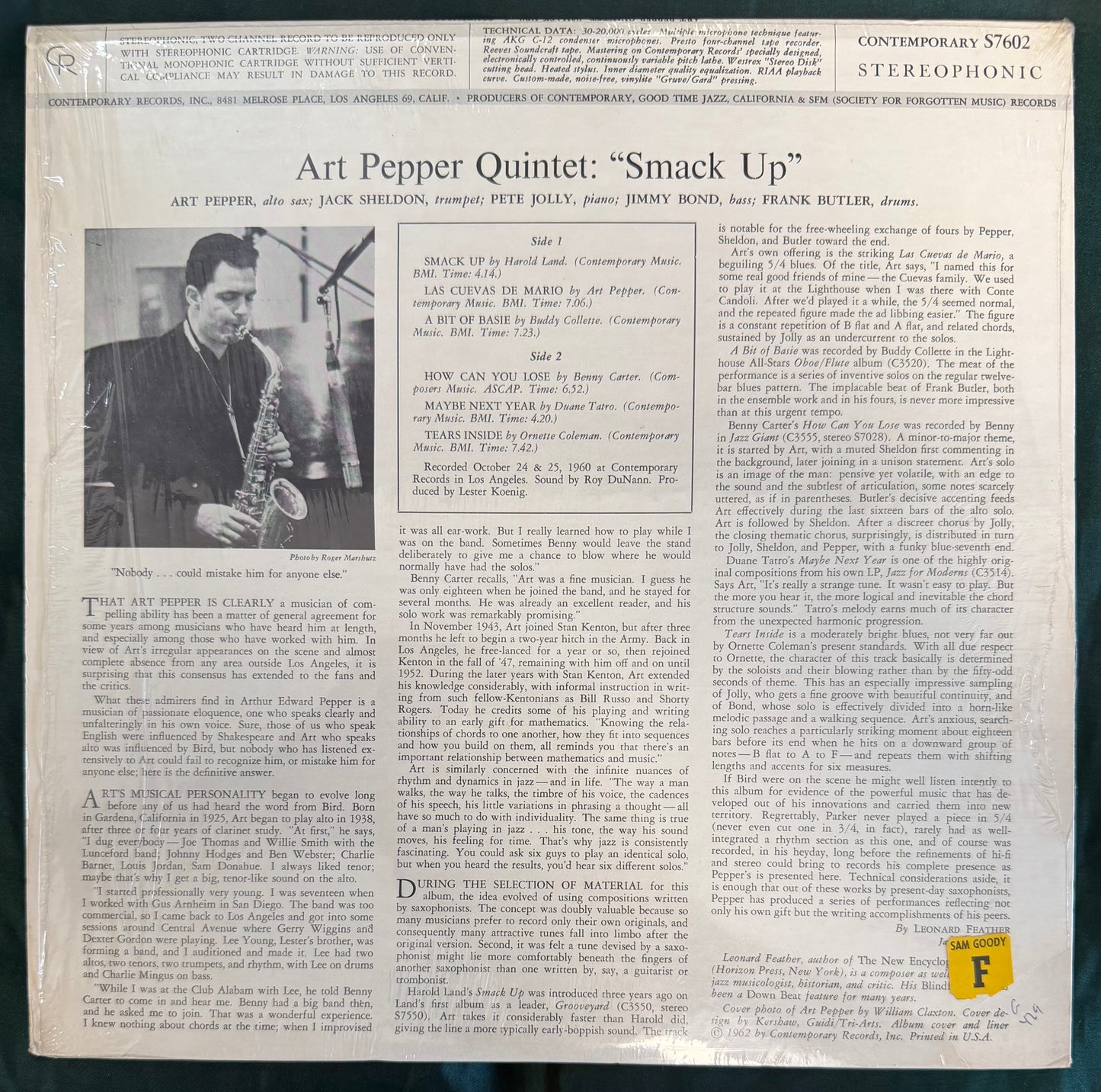 Art Pepper - Smack Up 1st Stereo Press 1962 Contemporary
