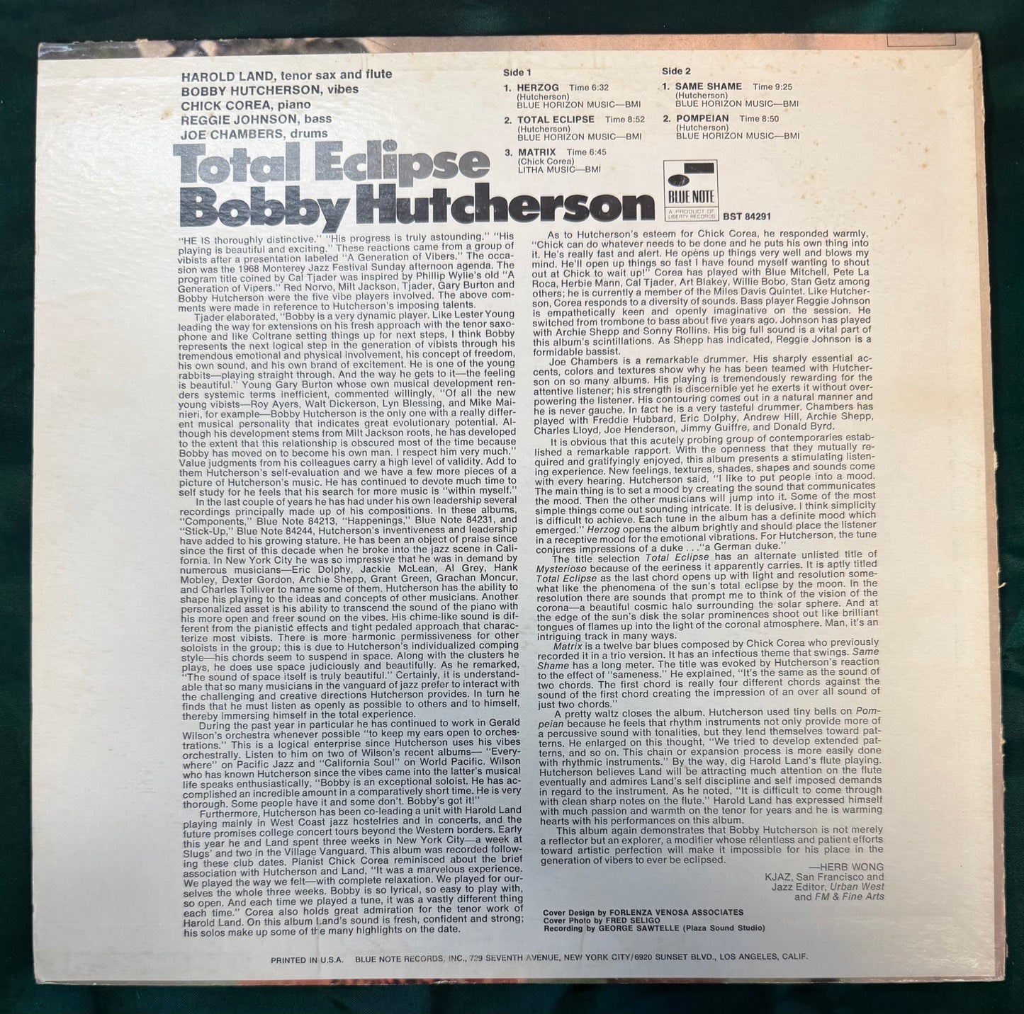 Bobby Hutcherson - Total Eclipse 1st Press 1968 Blue Note Liberty