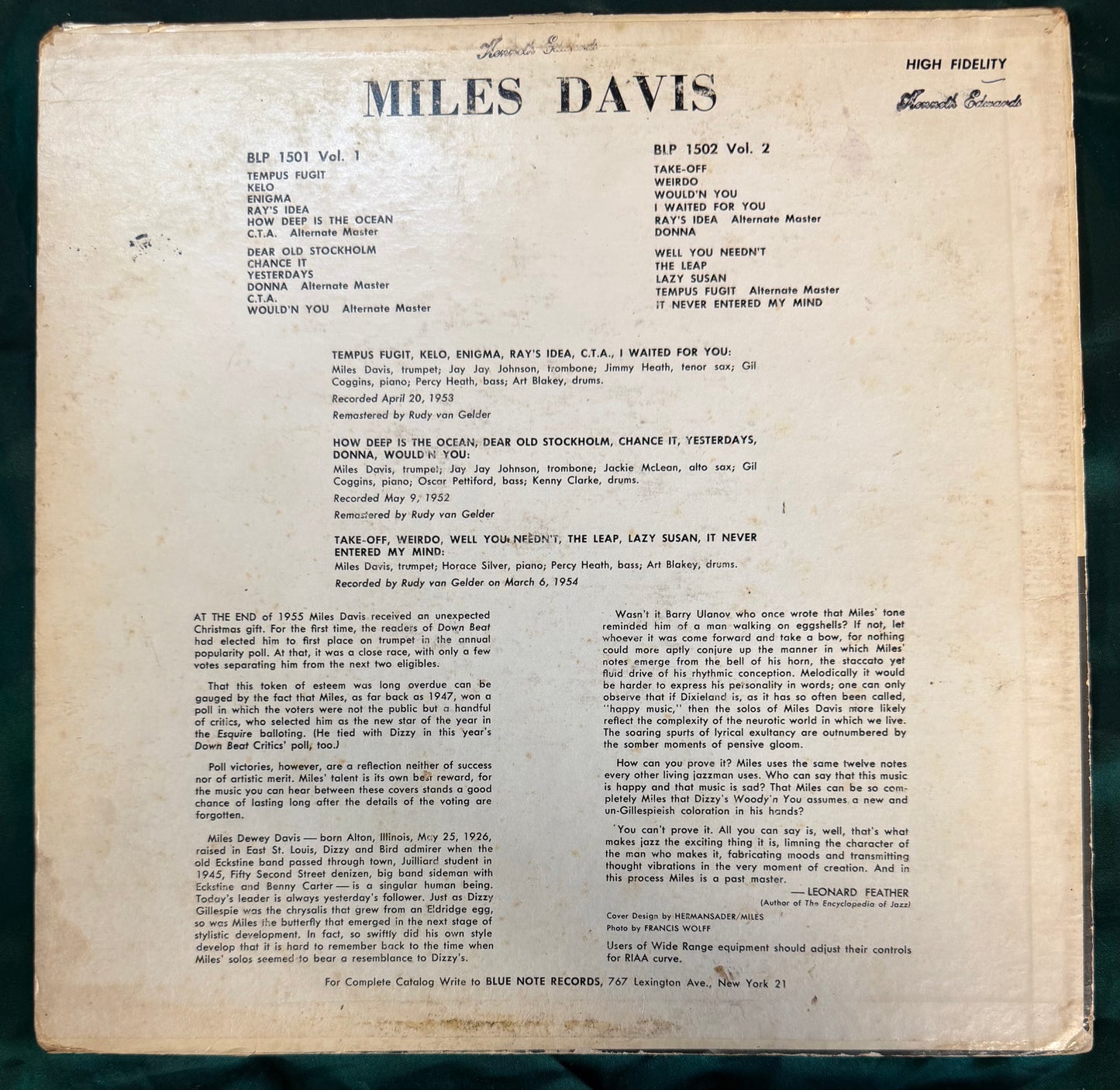 Miles Davis - Volume 2 Blue Note 1502 2nd Press 1957 New York 23