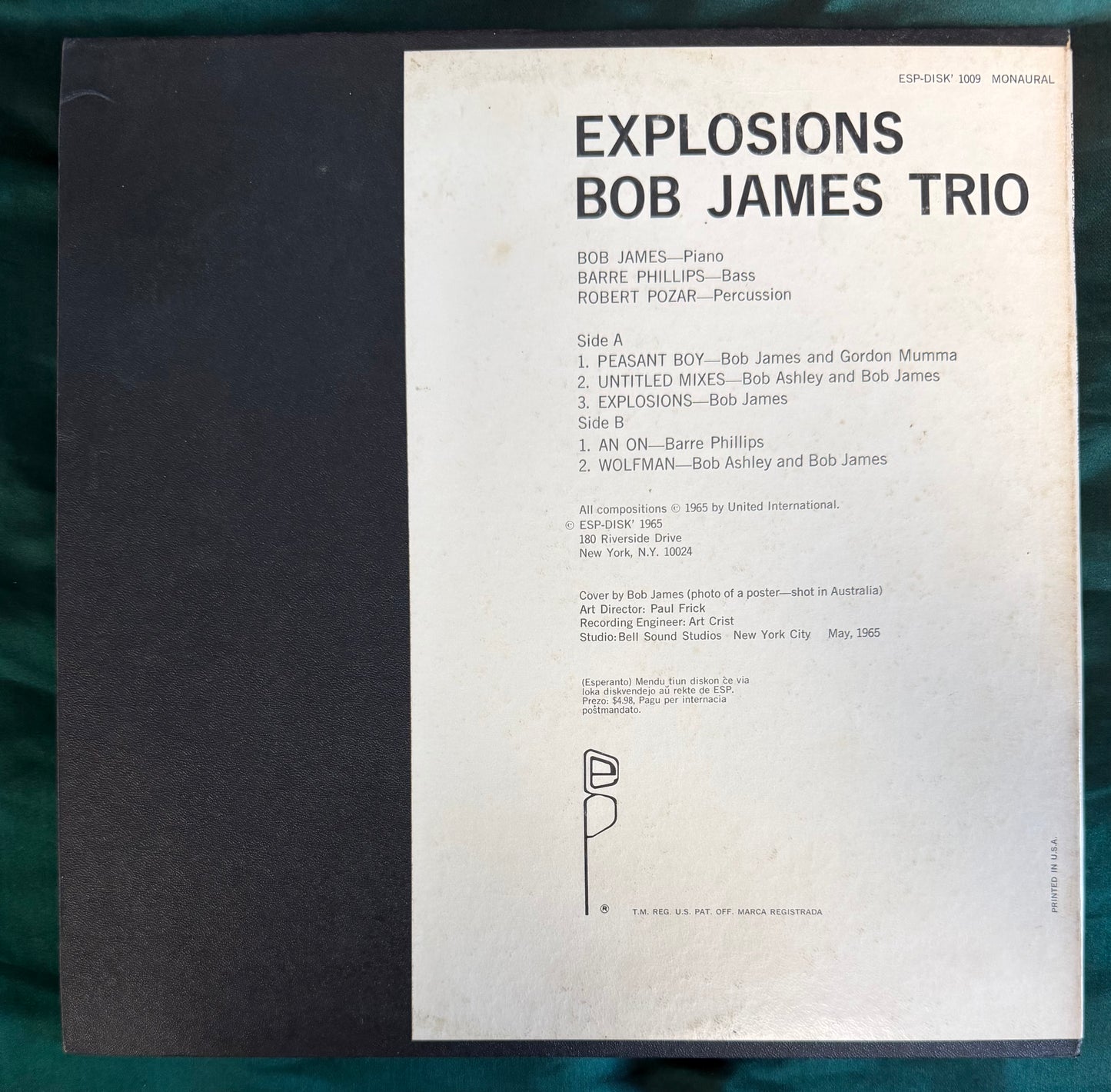 Bob James Trio - Explosions 1st Mono Press 1965 ESP-Disk
