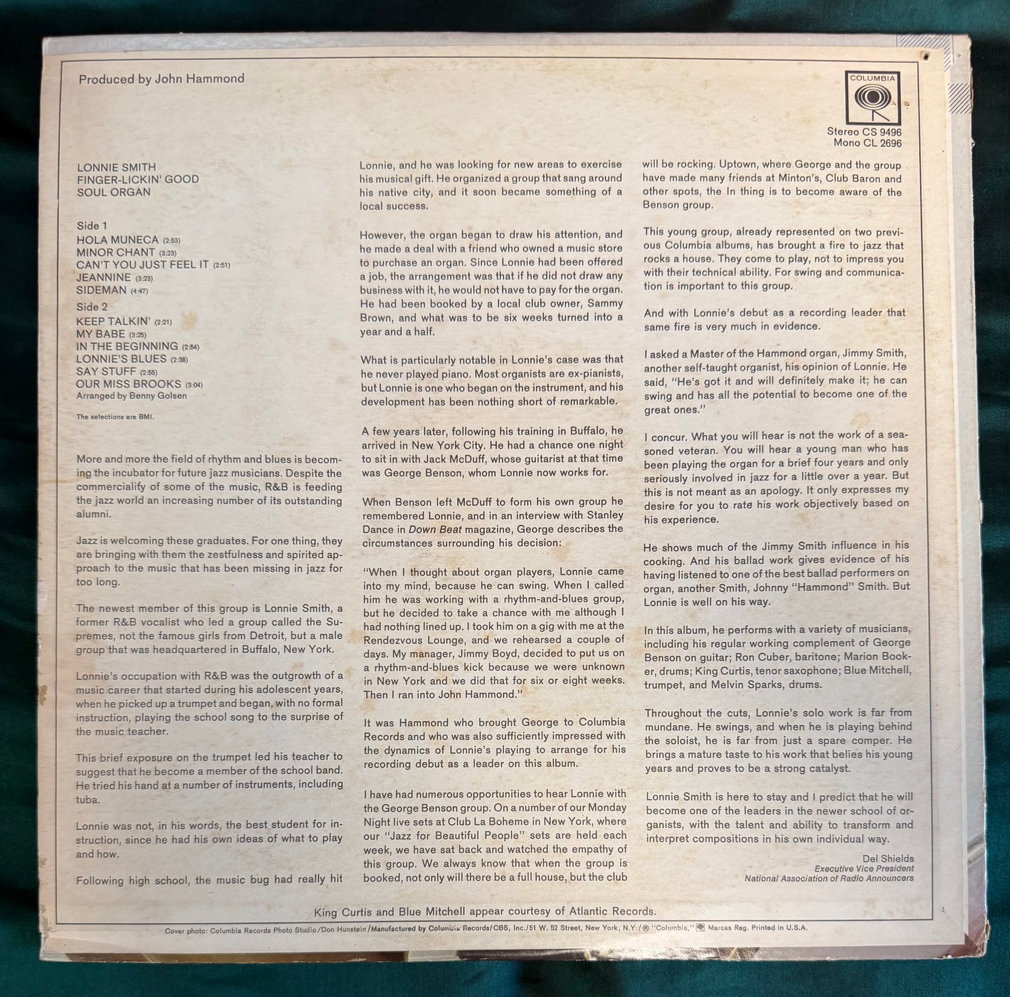 Lonnie Smith - Finger Lickin’ Good 1st Press 1967 Columbia 2-Eye -1A