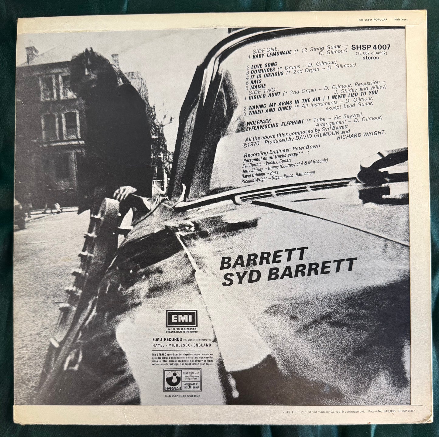Syd Barrett - Barrett 1st Press UK 1970 Harvest Textured