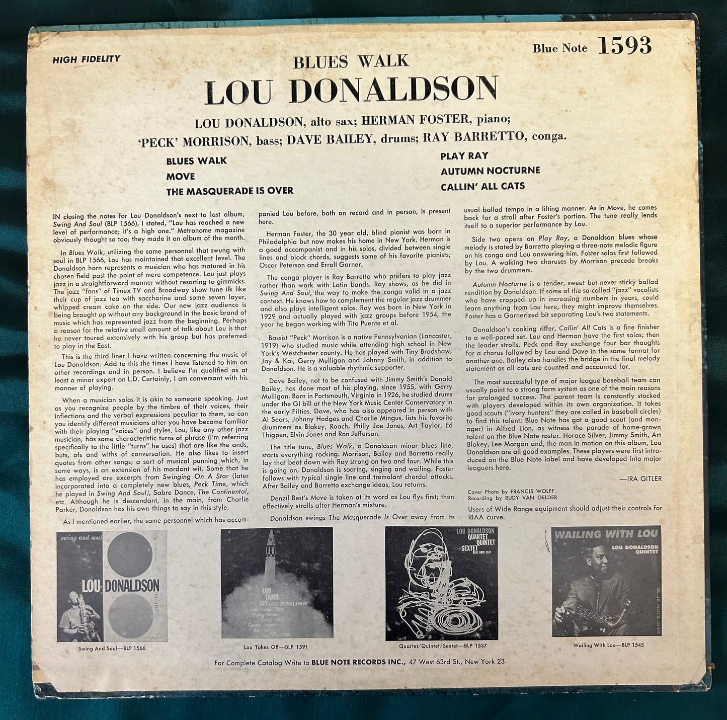 Lou Donaldson - Blues Walk 1st Stereo Press 1959 Blue Note 47 W. 63rd