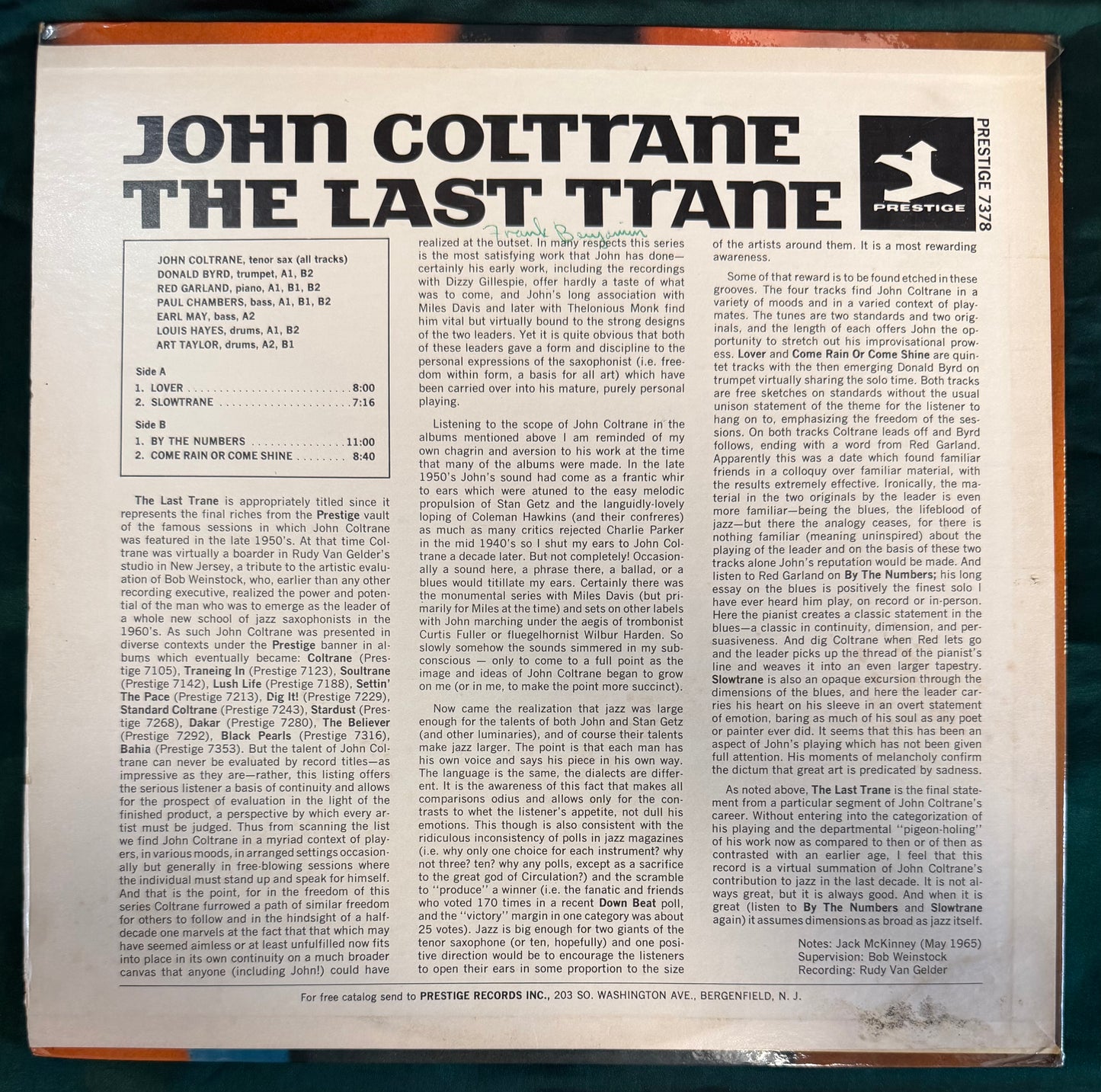 John Coltrane - The Last Trane 1st Press Mono 1965 Trident