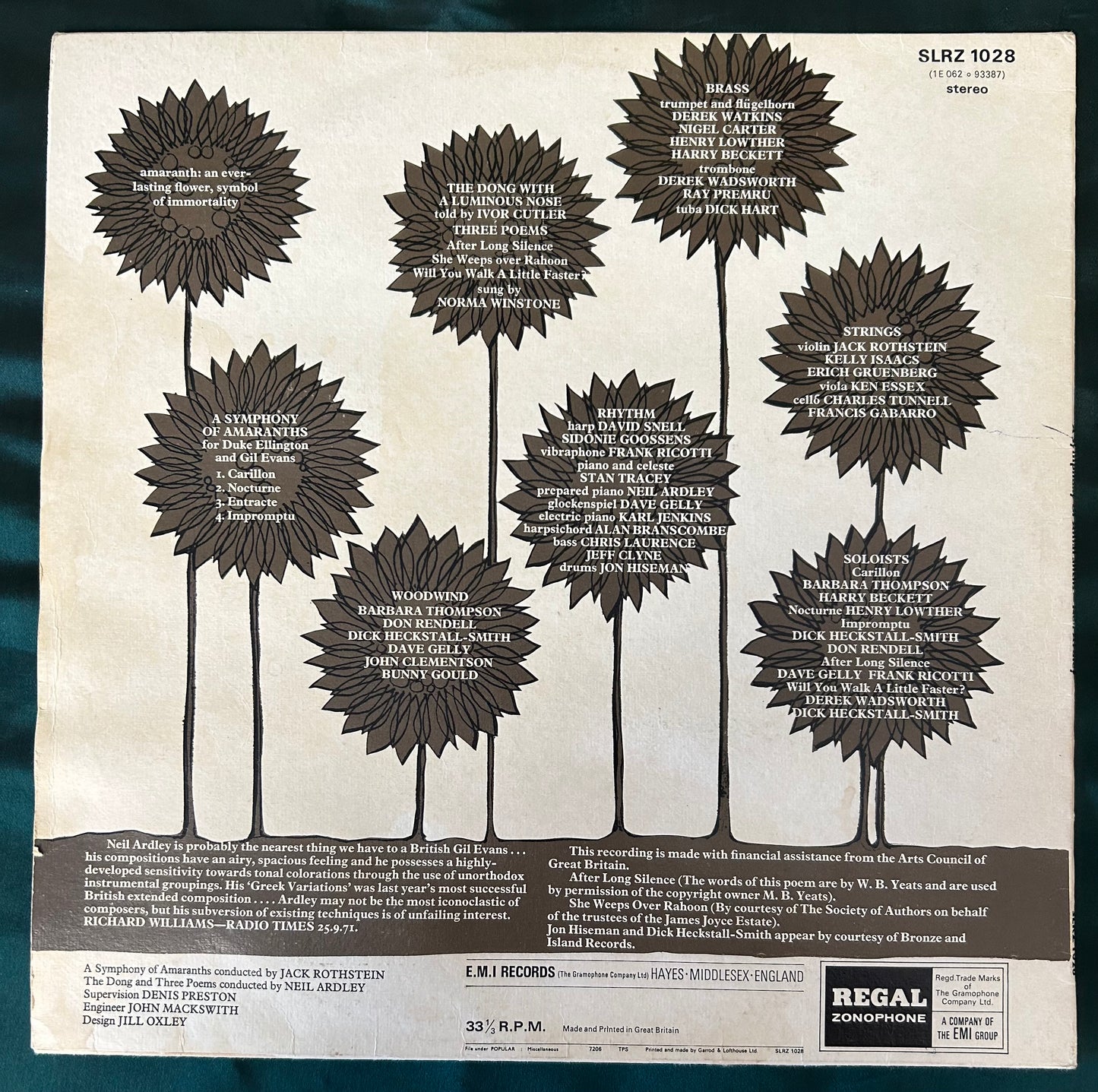 Neil Ardley - A Symphony Of Amaranths 1st Press 1972 British Jazz Regal Zonophone