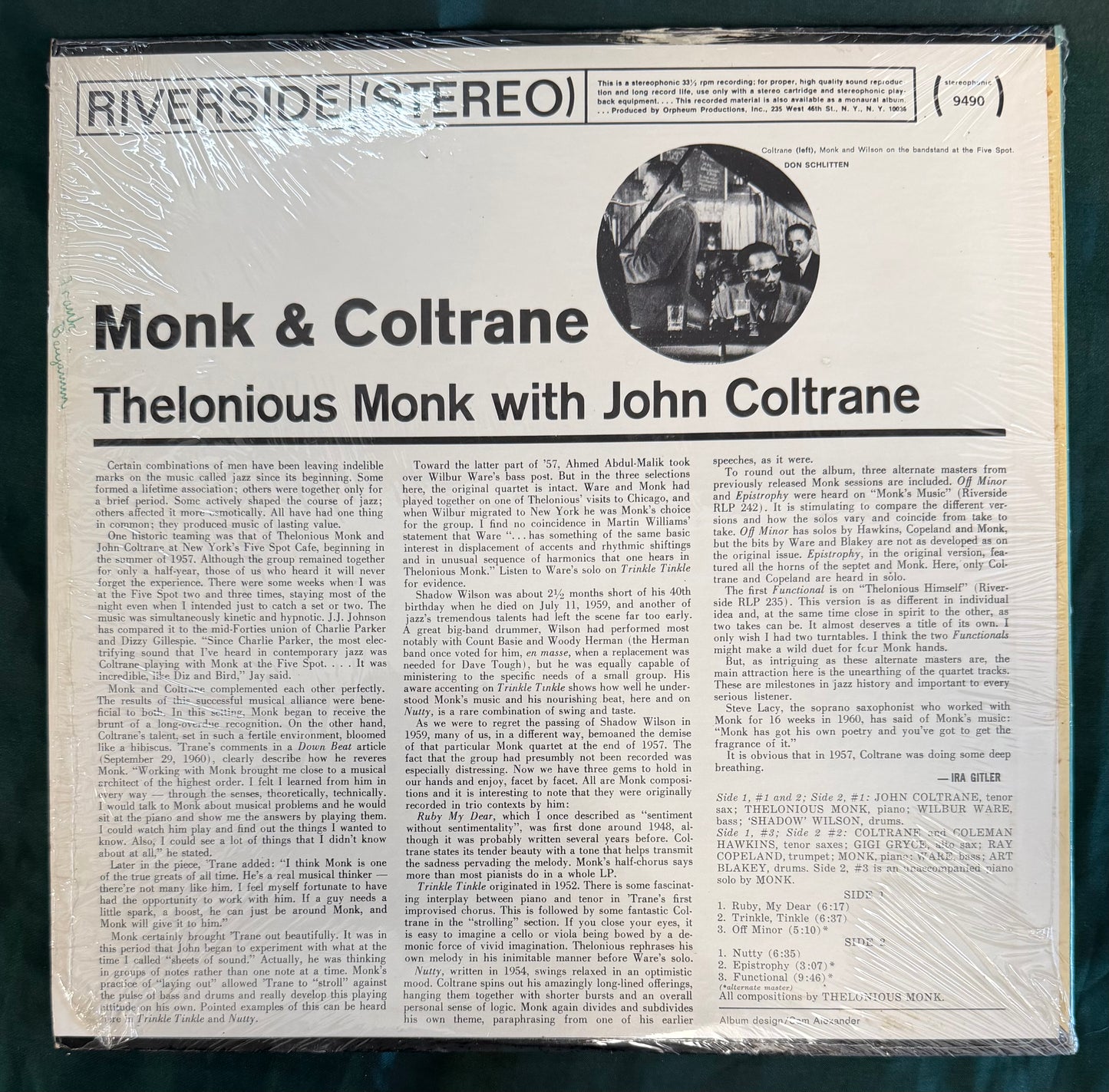 Thelonious Monk / John Coltrane - Monk & Coltrane 1966 Stereo Press Riverside