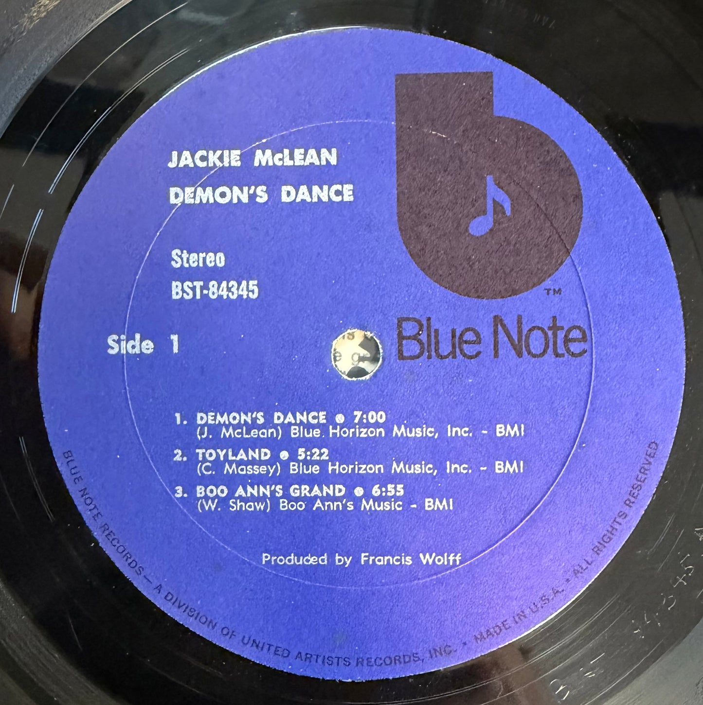 Jackie McLean - Demon's Dance 1973 Blue Note Black "b" Van Gelder