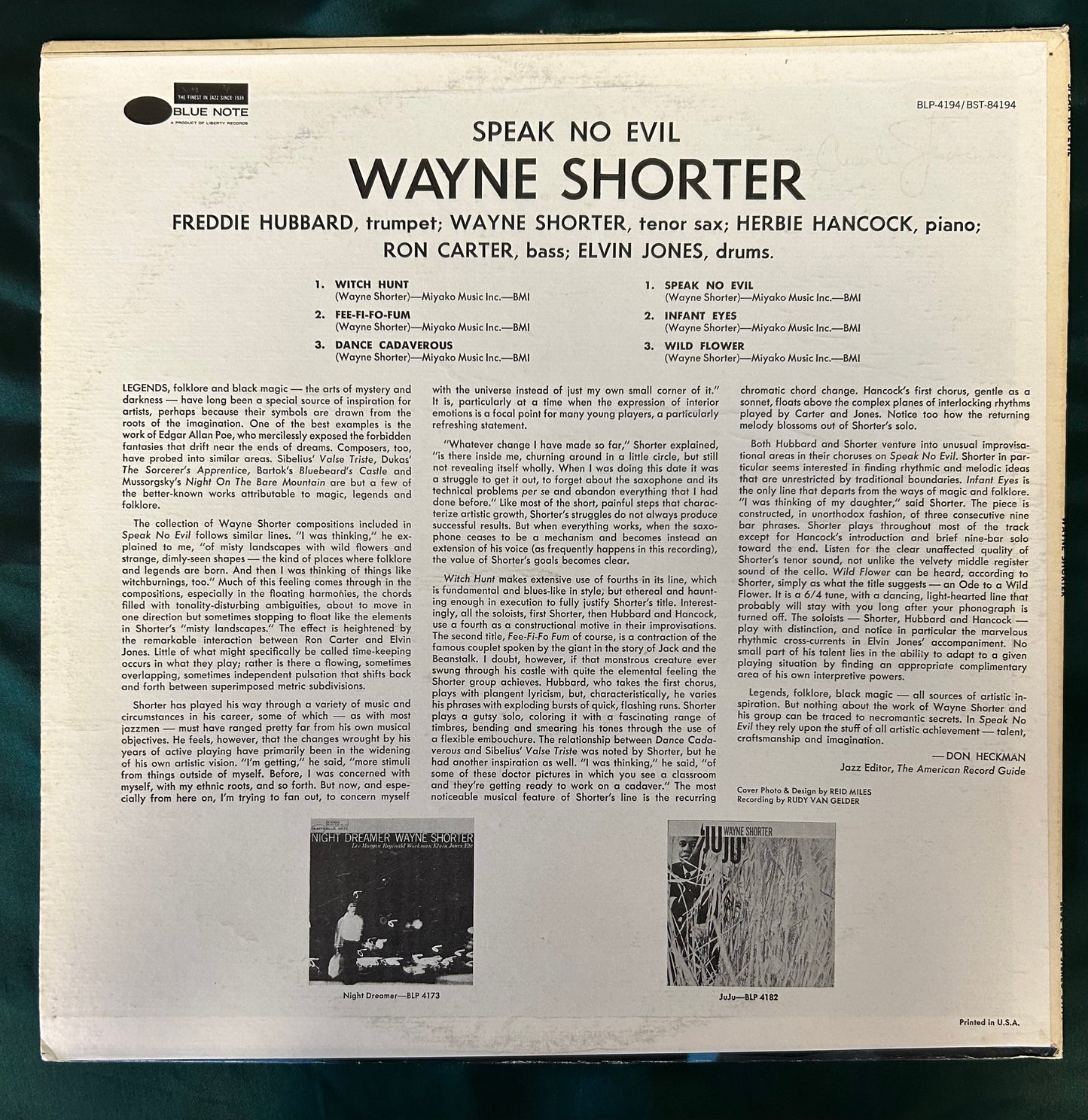 Wayne Shorter - Speak No Evil 1973 Black "b" Blue Note