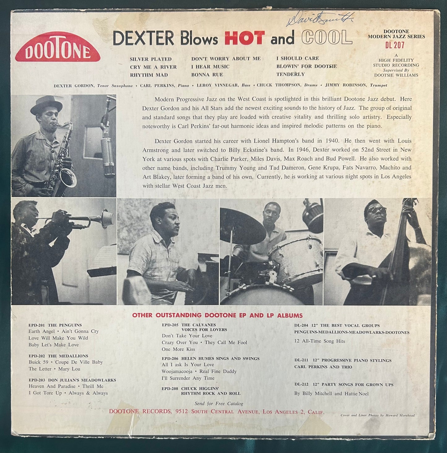 Dexter Gordon - Dexter Blows Hot And Cool 1st Press 1955 Red Vinyl Dootone