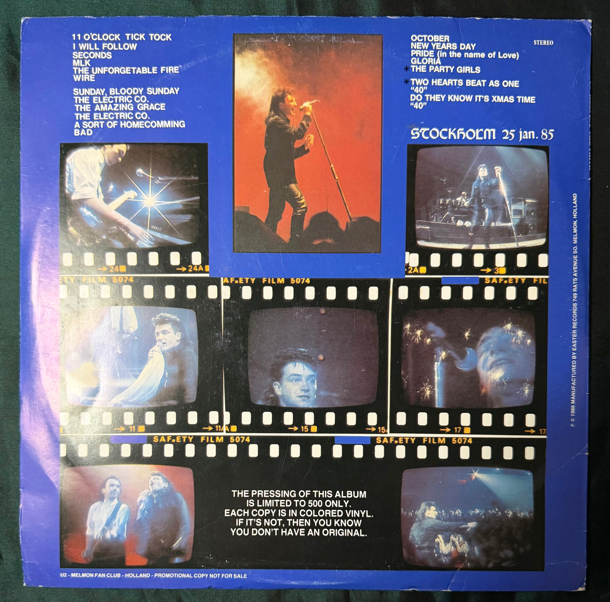 U2 - Keeping The Faith 2 LP 1986 Ltd 500 Blue Vinyl Unofficial Live LP