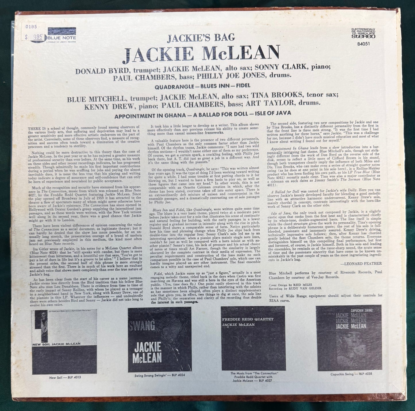 Jackie McLean - Jackie's Bag 1970 Repress Blue Note