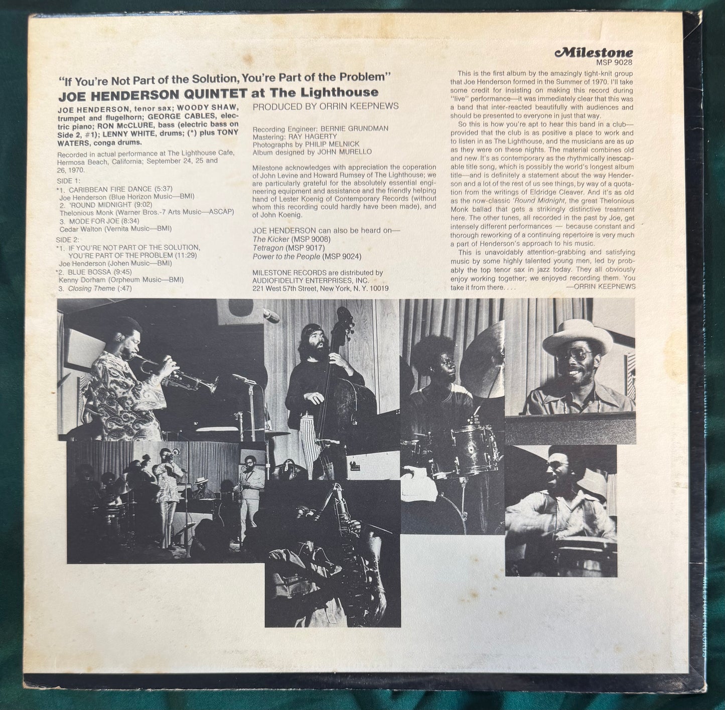 Joe Henderson - At The Lighthouse "If You're Not Part Of The Problem..." 1st Press 1970 Milestone