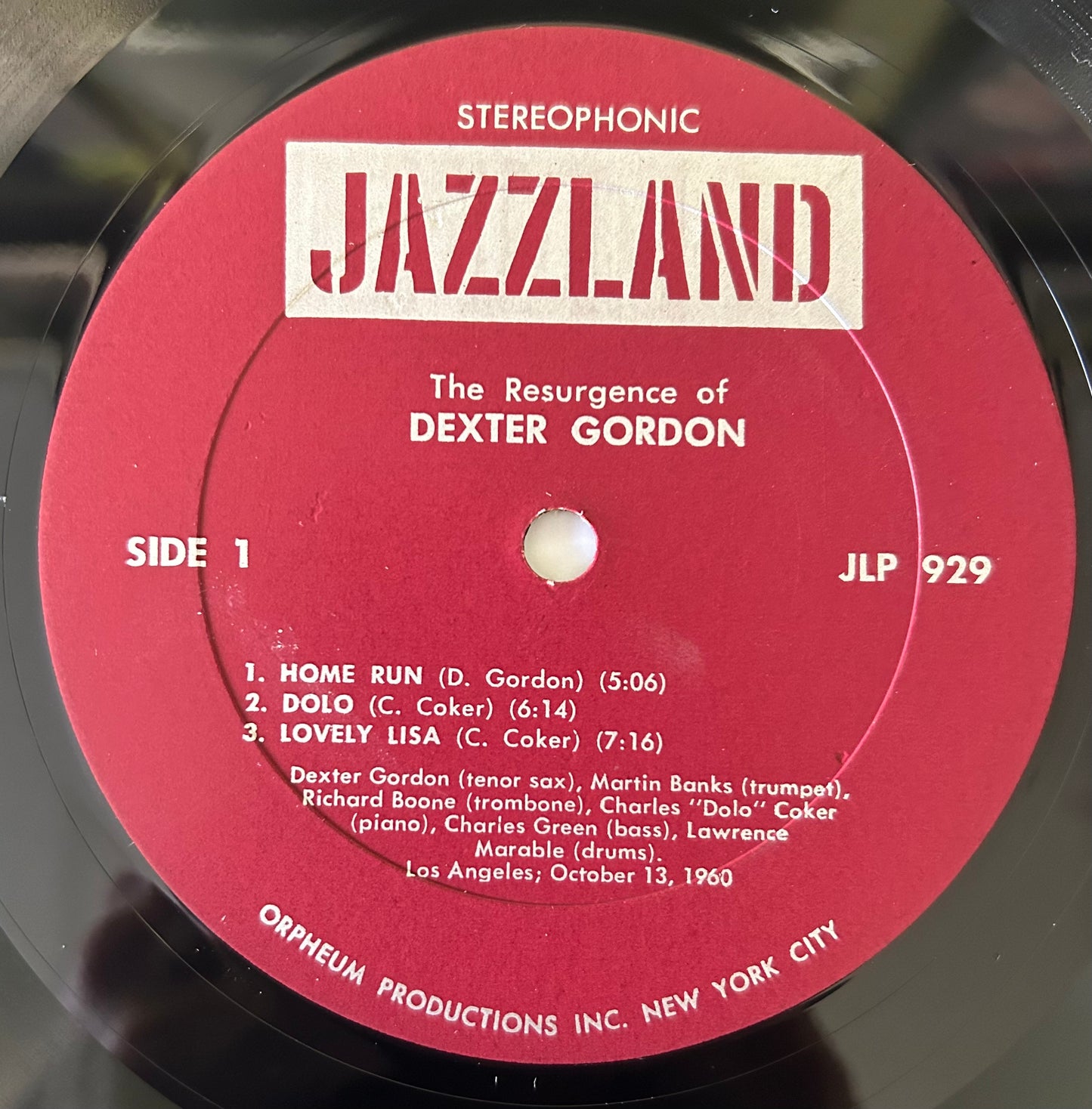Dexter Gordon - The Resurgence of Dexter Gordon 2nd Press Jazzland Stereo Red Label
