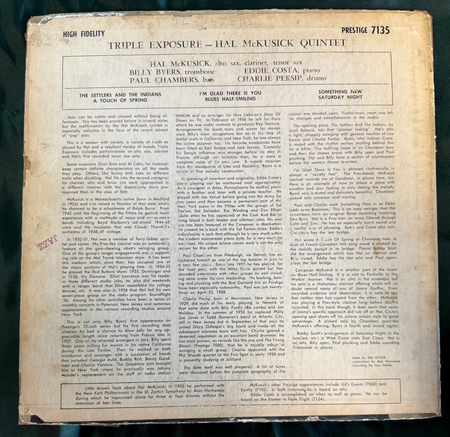Hal McKusick - Triple Exposure 1st Mono Press 1957 Prestige (Starter Copy)