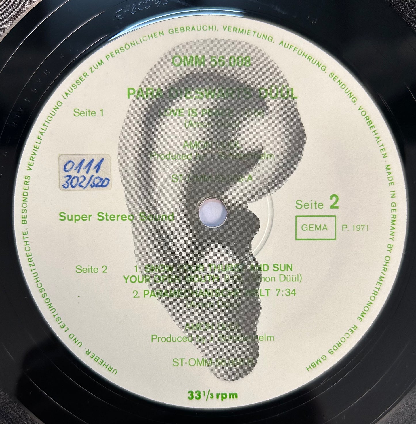 Amon Duul - Paradieswarts Duul 1st German Press Ohr 1971 Rare!