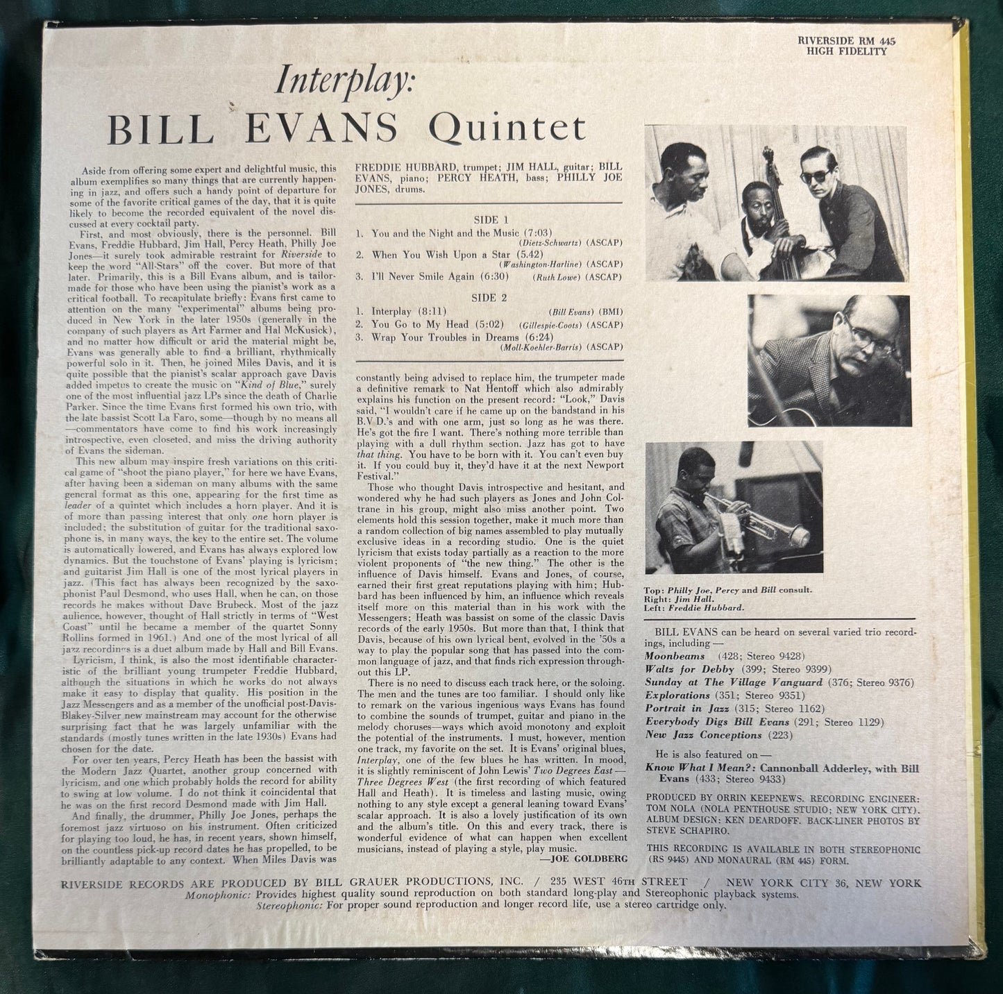 Bill Evans - Interplay 1st Press Mono Riverside 1962