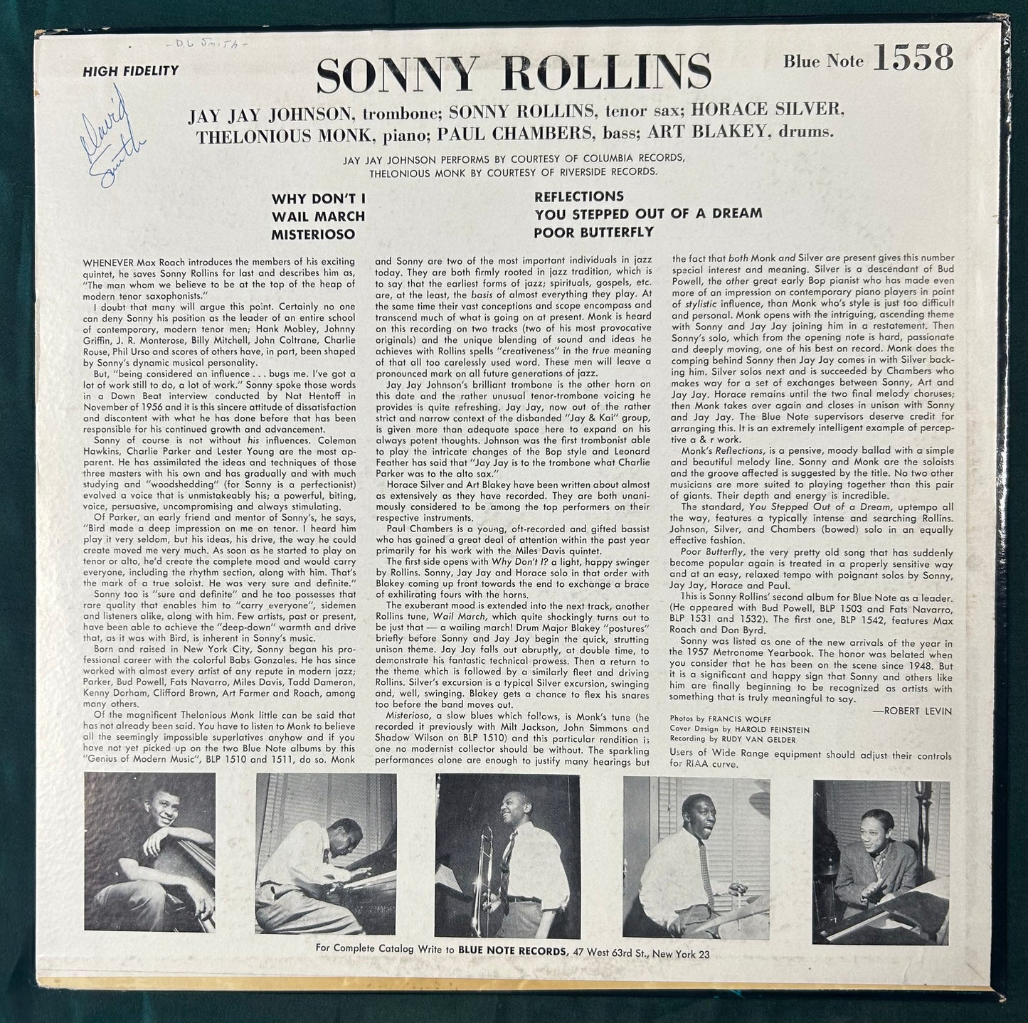 Sonny Rollins - Volume 2 Blue Note 1558 1st Press 1958 47 West 63rd New York 23