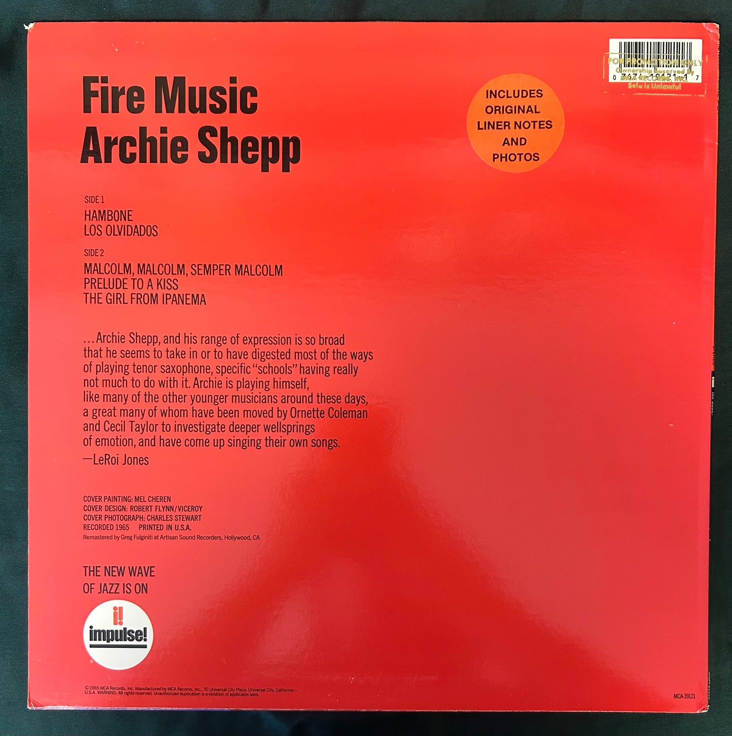 Archie Shepp - Fire Music 1989 Repress