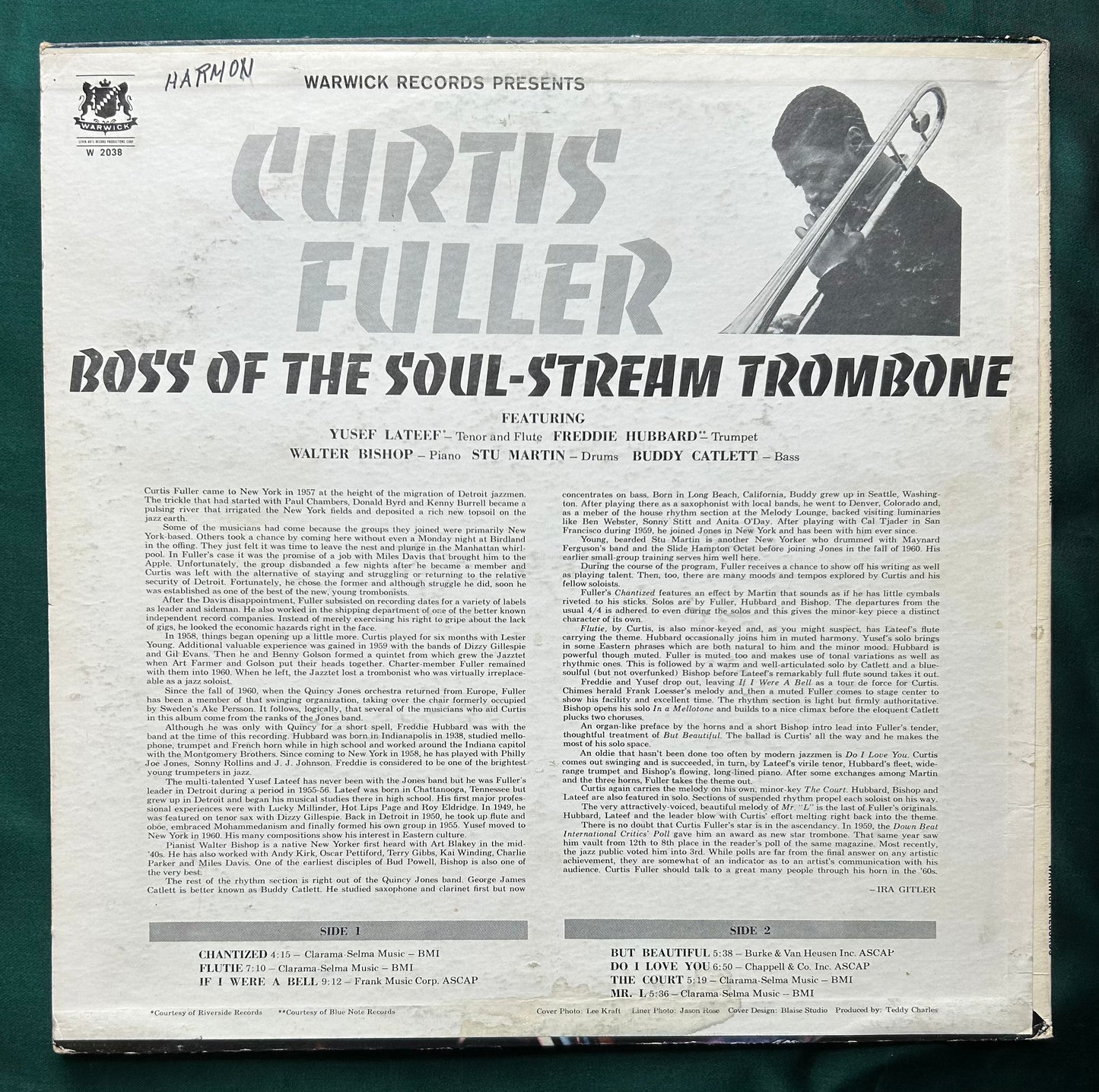 Curtis Fuller - Boss Of The Soul-Stream Trombone 1961 Warwick 1st Stereo Press