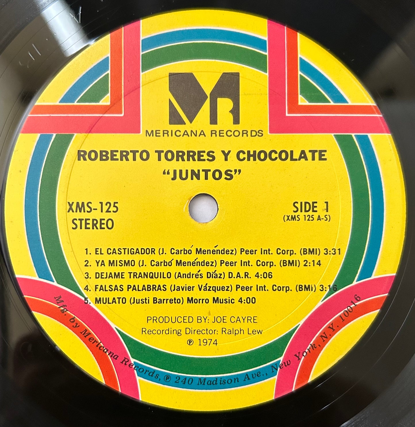 Roberto Torres Y Chocolate - Juntos 1st Press Mericana 1974 Salsa