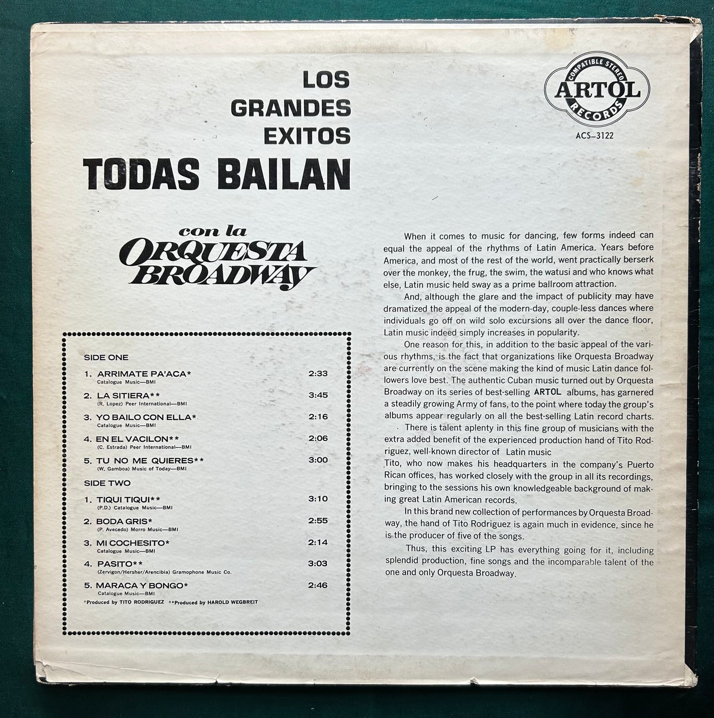 Orquesta Broadway - Todos Bailan Con La Orquesta Broadway 1967 Charanga Artol