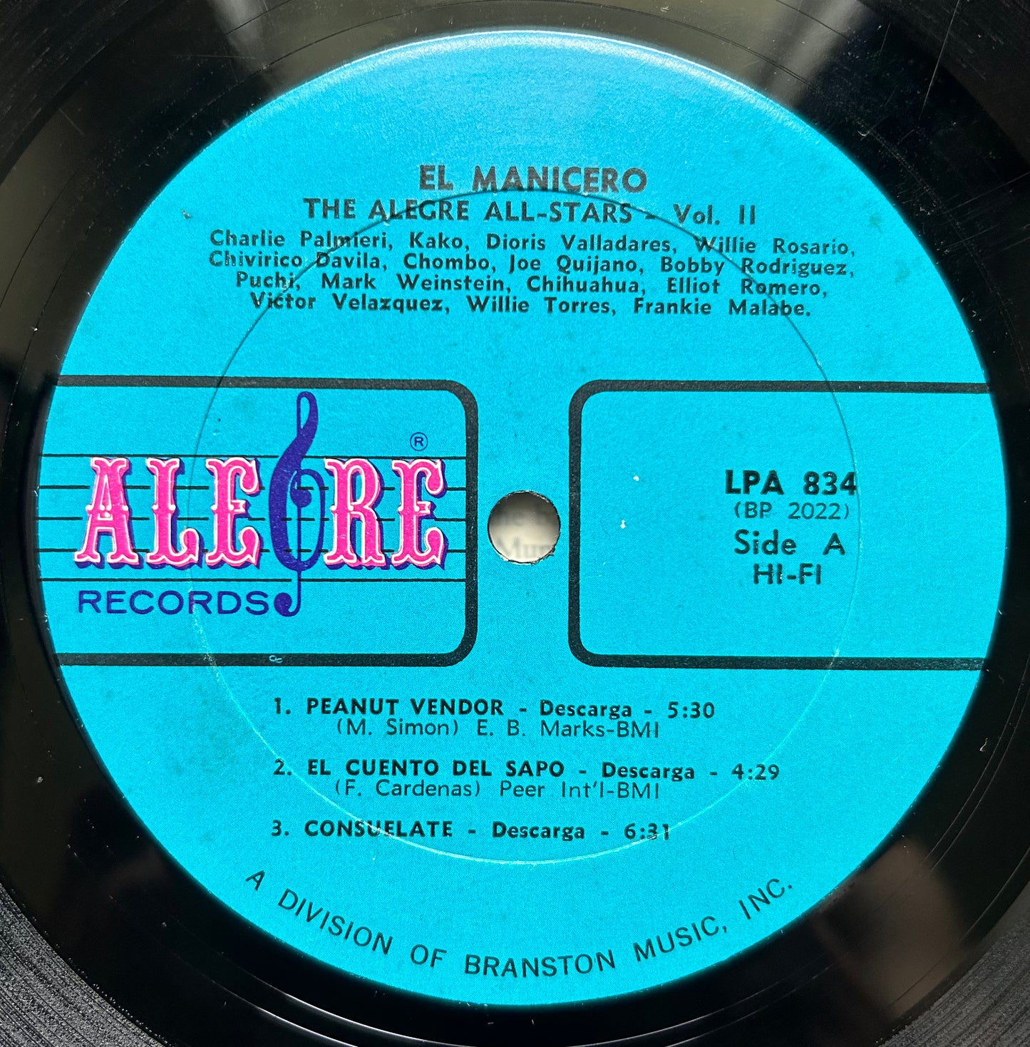 Alegre All-Stars - Vol. 2 El Manicero 2nd Mono Press 1966 Alegre Blue Label