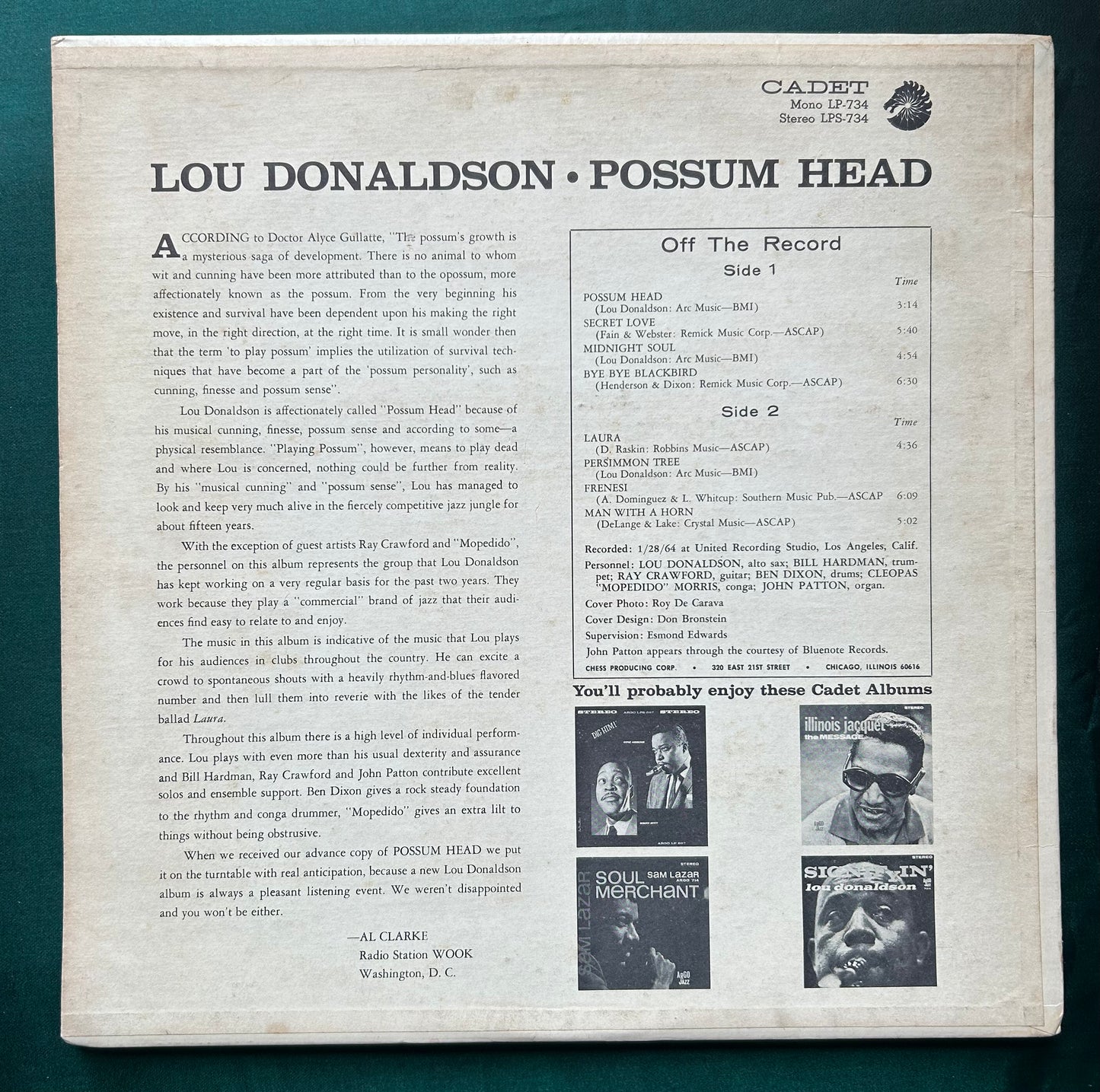 Lou Donaldson - Possum Head 2nd Mono Press 1966 Cadet