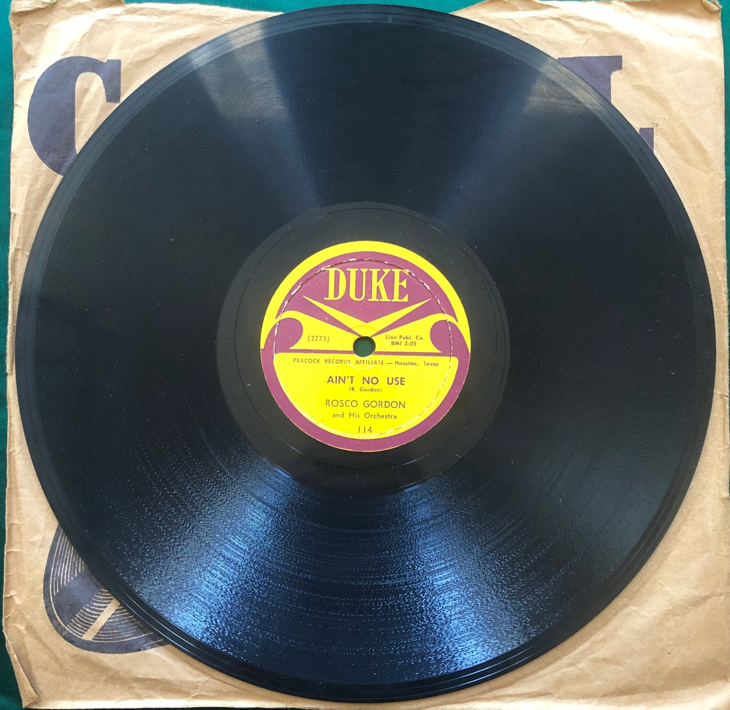Rosco Gordon - Rosco's Mambo / Ain't No Use Duke Records 78 1953