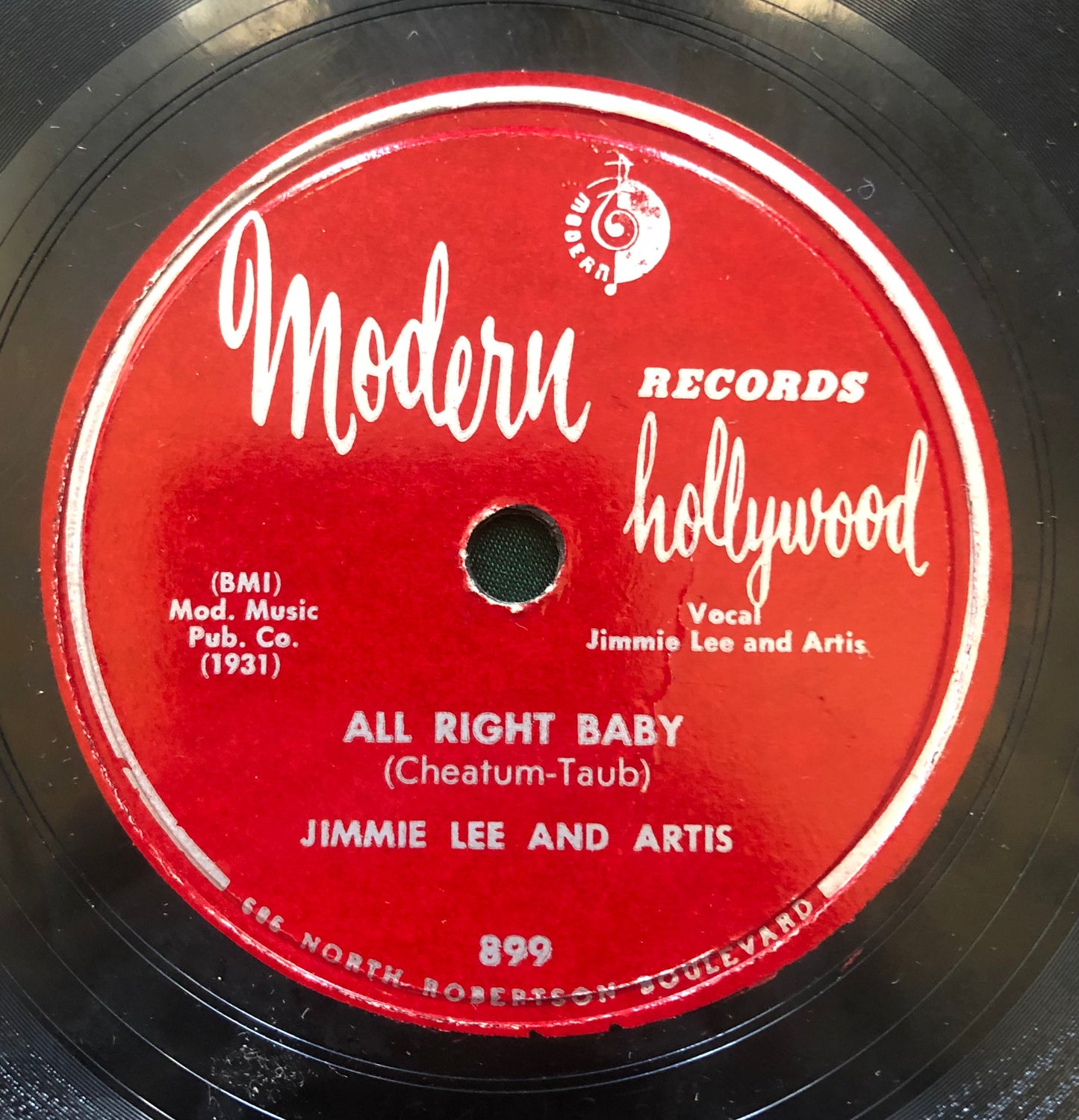 Jimmie Lee and Artis Why Do You Make Me Feel Blue / All Right Baby 78 Modern Records 1953