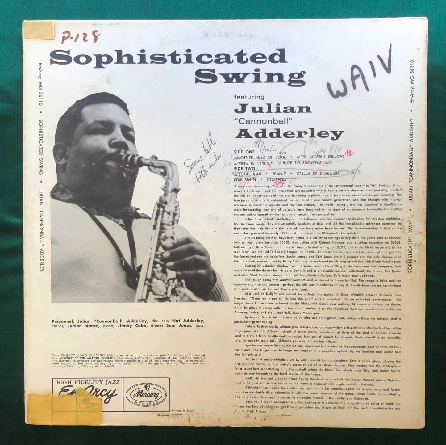 Cannonball Adderley Sophisticated Swing Emarcy 2nd Mono Press 1957