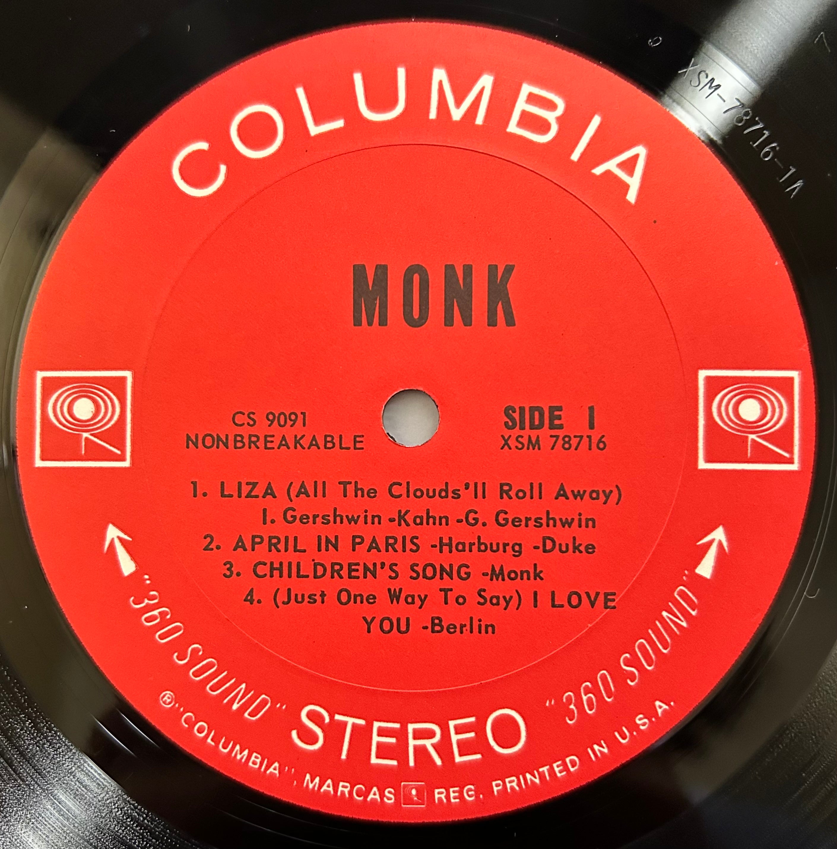 Thelonious Monk - Monk. 1965 1st Stereo Press Columbia 2-Eye