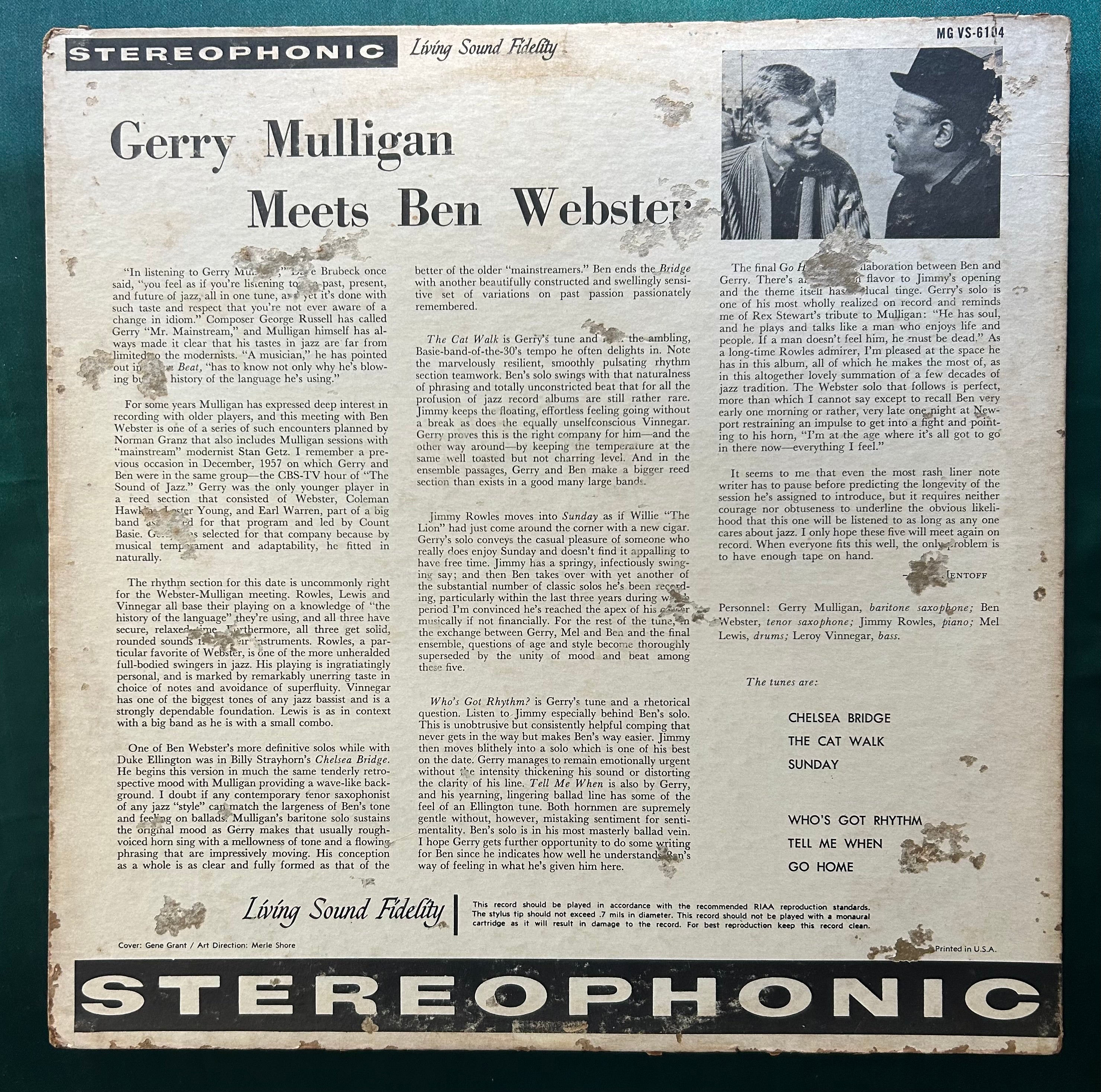 Gerry　Bead　Mulligan　Verve　Stereo　Ben　1960　Gerry　Mulligan　Webster　Meets　–　Glass　Records