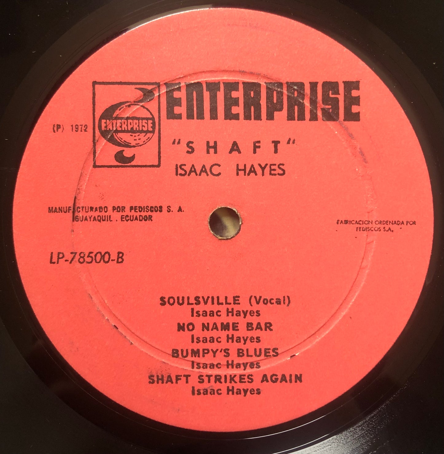 Isaac Hayes - Shaft First Ecuadorian Press - Single Disc